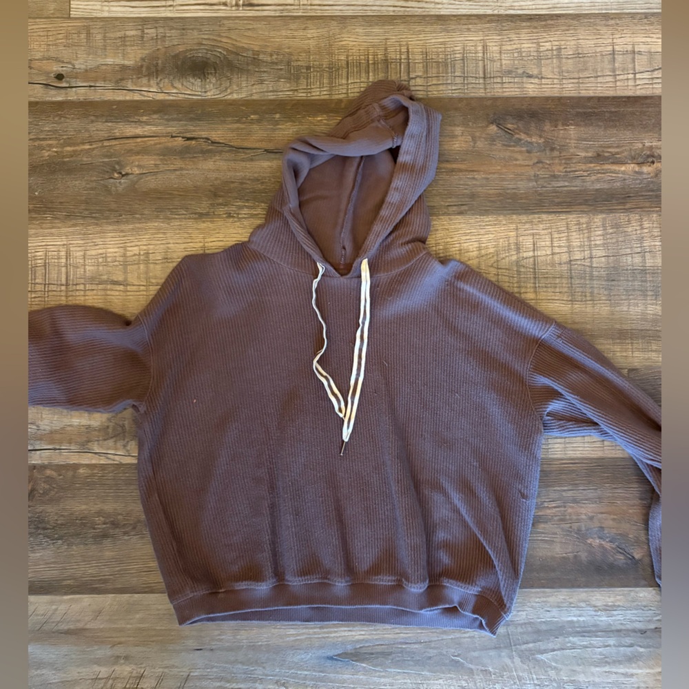 Aerie Cocoa Ribbed Hoodie